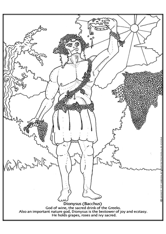 Coloring Page Dionyssus, Bacchus 531x750 Coloring Page Dionyssus, Bacchus