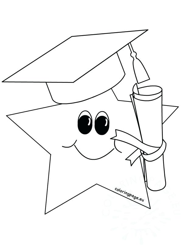 595x808 Graduation Cap Coloring Page Cute Graduate Star Graduation Cap