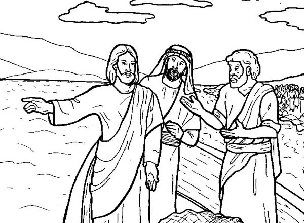 600x440 Jesus Tells Disciple To Fish In Miracles Of Jesus Coloring Page