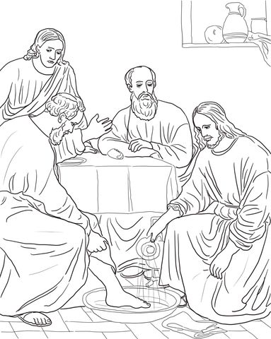 383x480 Jesus Washing The Disciples Feet Coloring Page Smueller@stpcs