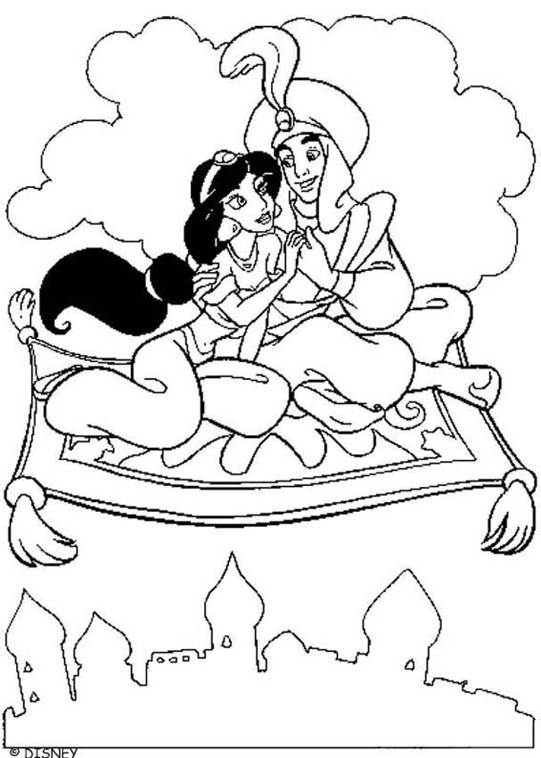 Flying Princess Jasmine And Aladdin Coloring Pages 607x850 Flying Princess Jasmine And Aladdin Coloring Pages