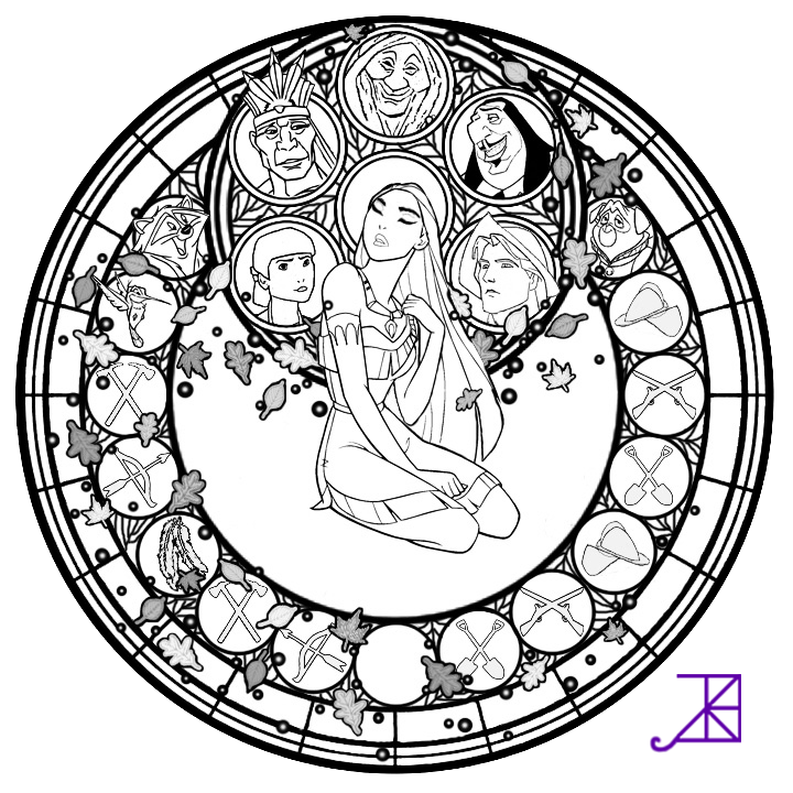 Disney Pocahontas Stained Glass Art Coloring Pages 720x720 Disney Pocahontas Stained Glass Art Coloring Pages