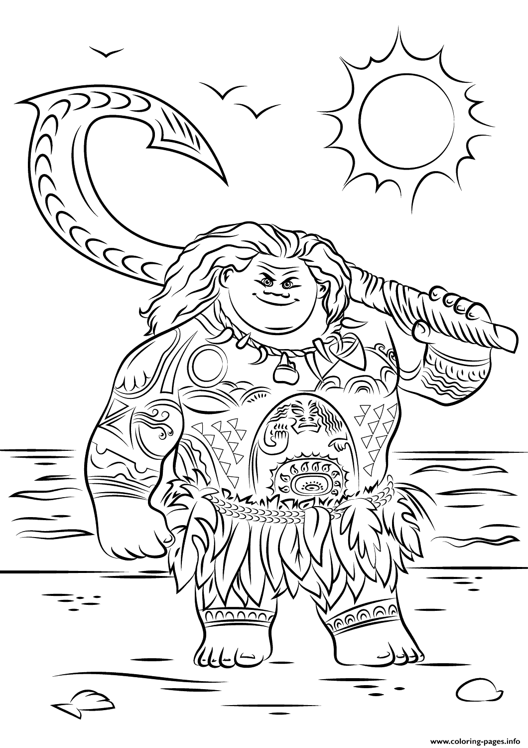 Maui From Moana Disney Coloring Pages Printable 1060x1500 Maui From Moana Disney Coloring Pages Printable