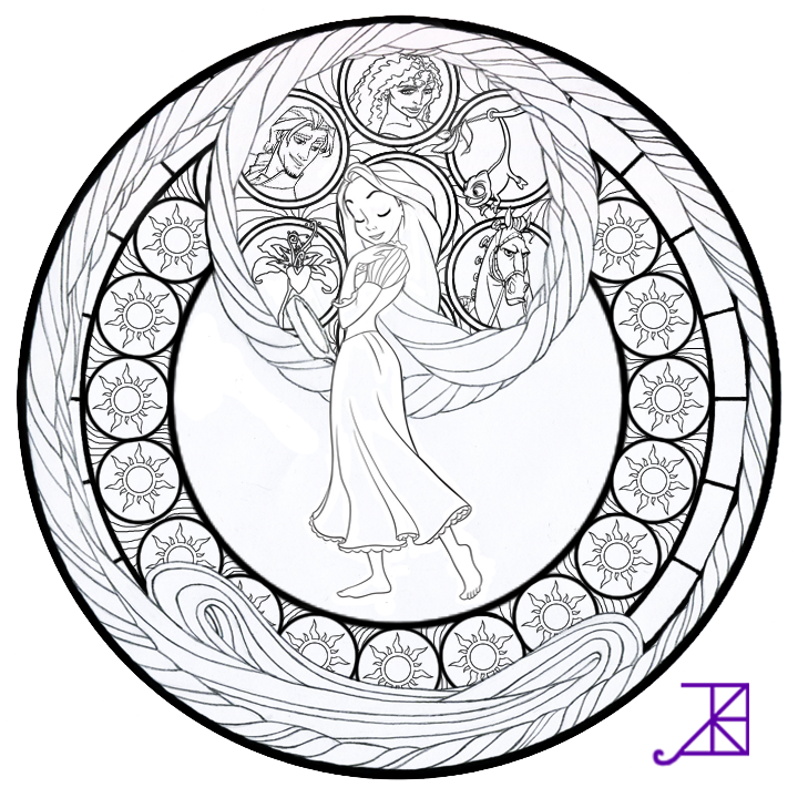 Rapunzel Stained Glass Line Art By Akili Amethyst 720x720 Rapunzel Stained Glass Line Art By Akili Amethyst