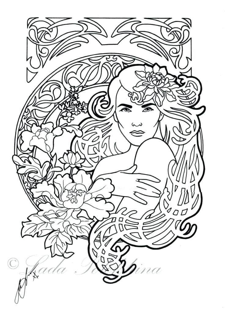 Art Nouveau Coloring Pages Art By Disney Art Nouveau Coloring 736x1016 Art Nouveau Coloring Pages Art By Disney Art Nouveau Coloring