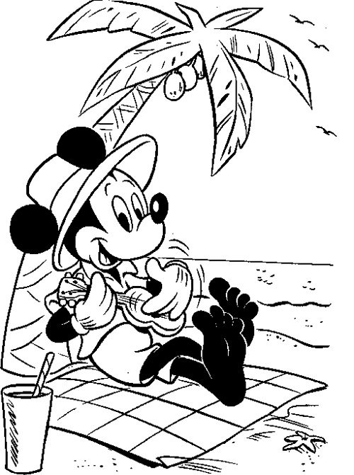 Mickey Mouse In Beach Coloring Page Disney Mickey 500x671 Mickey Mouse In Beach Coloring Page Disney Mickey