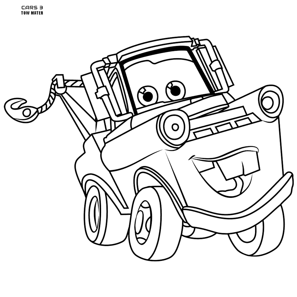 1024x1024 Disney Cars 3 Colouring Pages Tow Mater