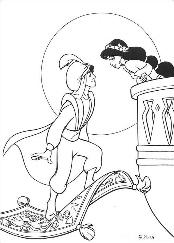 607x850 Rajah And Princess Jasmine Coloring Pages