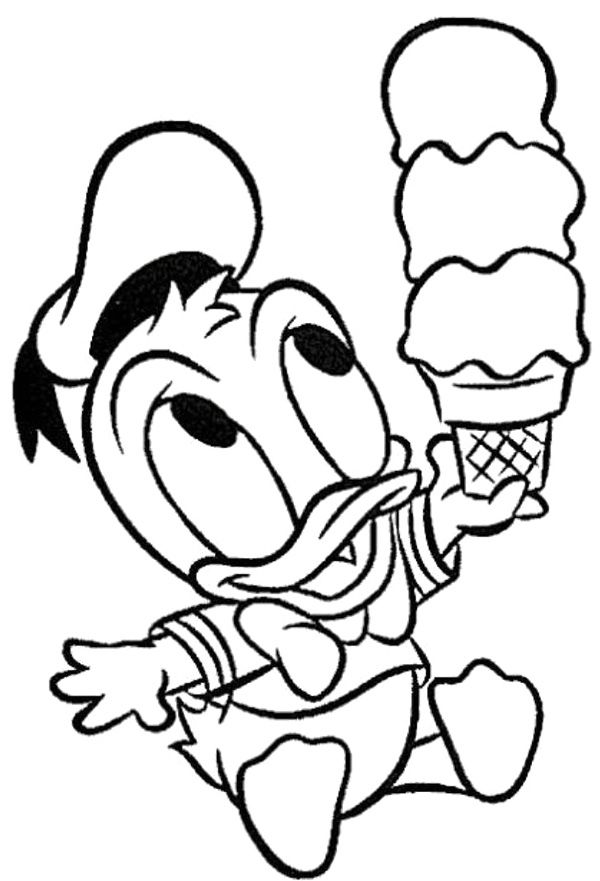 Baby Donald Duck Ice Cream Disney Coloring Page Disney 600x881 Baby Donald Duck Ice Cream Disney Coloring Page Disney