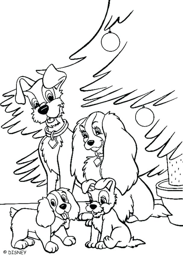 607x850 Christmas Disney Coloring Pages Lady And Tramp Celebrating