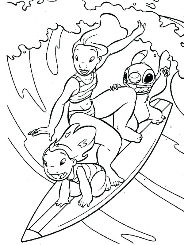 600x798 Stitch Coloring Pages Lilo And Stitch Surfing Coloring Pages Cute