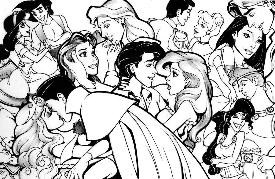 Disney Princesses Coloring Pages With Princes 900x585 Disney Princesses Coloring Pages With Princes