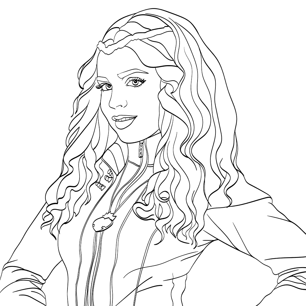 1024x1024 Disney Descendants Movie Coloring Page Evie