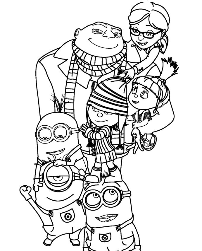 691x857 Despicable Me 2 Coloring Page Family, Despicable Me 2 Family