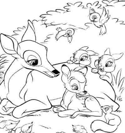 Disney Bambi And Friends Coloring Page 400x428 Disney Bambi And Friends Coloring Page