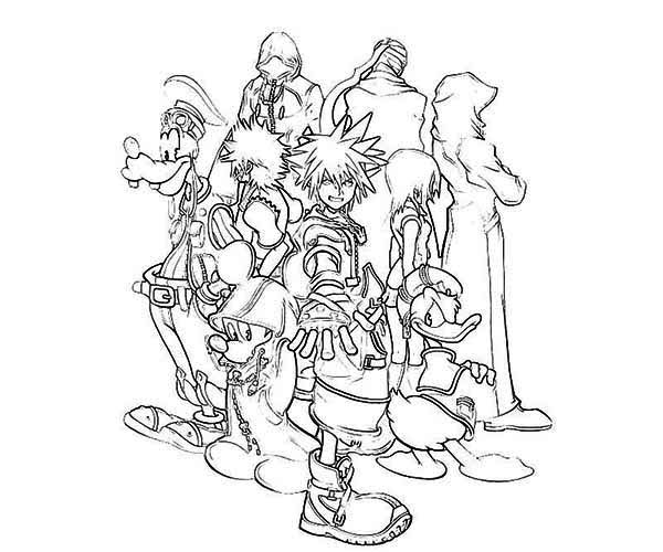 Sora And His Disney Friends Coloring Page 600x500 Sora And His Disney Friends Coloring Page