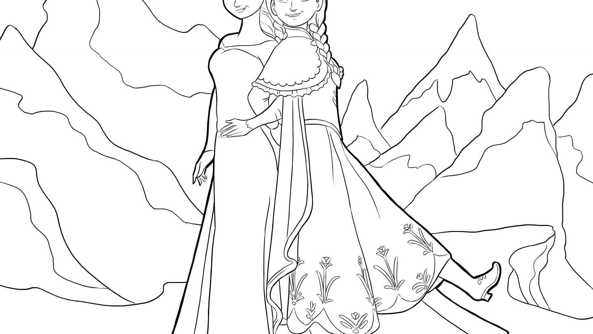 Frozen Elsa And Anna Coloring Page Free Pages Disney Cartoons 1920x1080 Frozen Elsa And Anna Coloring Page Free Pages Disney Cartoons