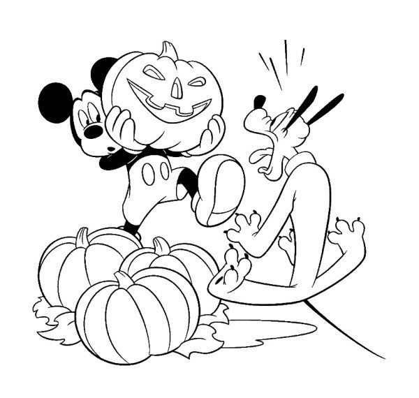 Mickey Pluto And Pumpkin Disney Halloween Coloring Pages 600x570 Mickey Pluto And Pumpkin Disney Halloween Coloring Pages
