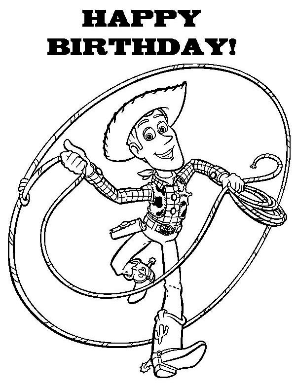 Happy Birthday To All Say Woddy In Toy Story Coloring Page 600x781 Happy Birthday To All Say Woddy In Toy Story Coloring Page