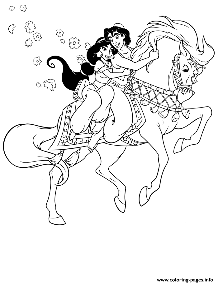 Coloring Page Info Aladdin And Jasmine Rides Huge Horse Disney 700x909 Coloring Page Info Aladdin And Jasmine Rides Huge Horse Disney
