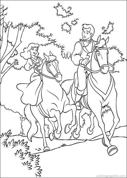 Cinderella And Prince Riding Horses Coloring Page Cinderella 499x700 Cinderella And Prince Riding Horses Coloring Page Cinderella