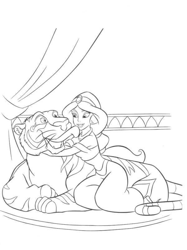 Princess Jasmine And Rajah Disney Coloring Page 600x800 Princess Jasmine And Rajah Disney Coloring Page