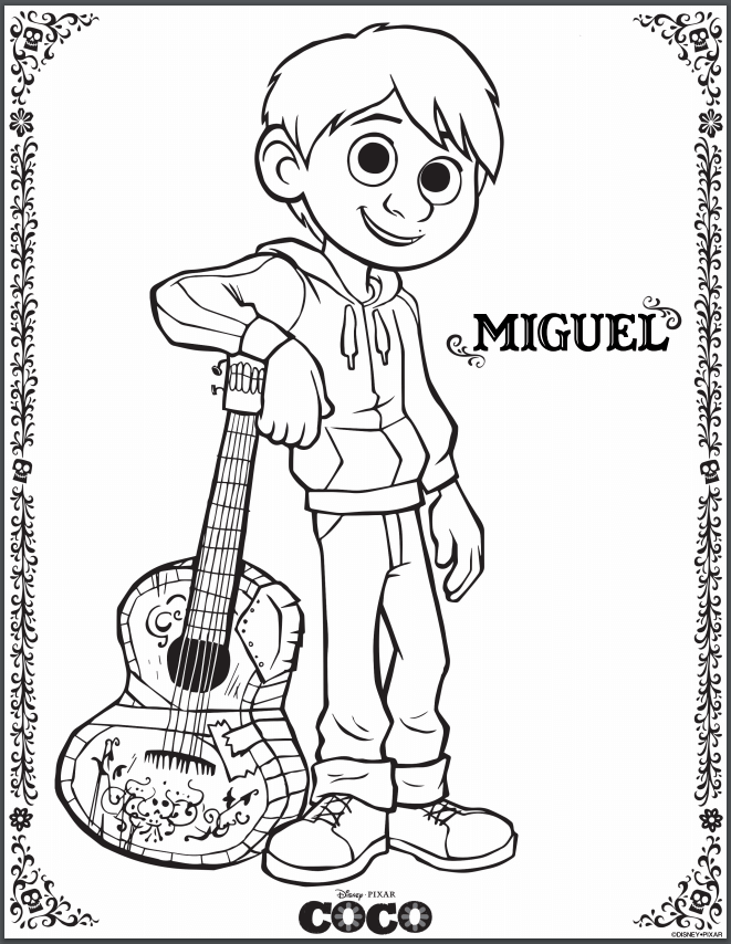 Printable Disney Coco Coloring Pages 661x854 Printable Disney Coco Coloring Pages
