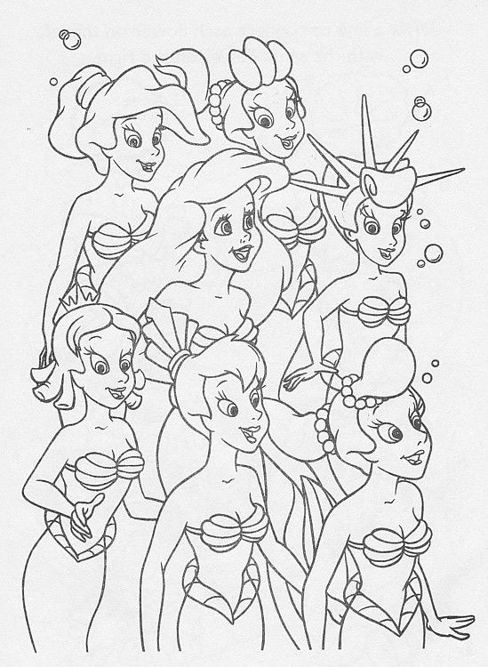549x750 Little Mermaid Sisters Coloring Pages