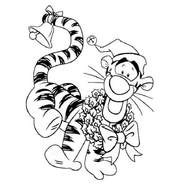 600x628 Tiger Disney Merry Christmas Coloring Page