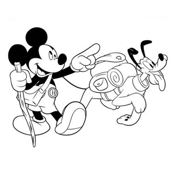 Disney Mickey And Pluto Going Camping Coloring Page Color Luna 600x600 Disney Mickey And Pluto Going Camping Coloring Page Color Luna