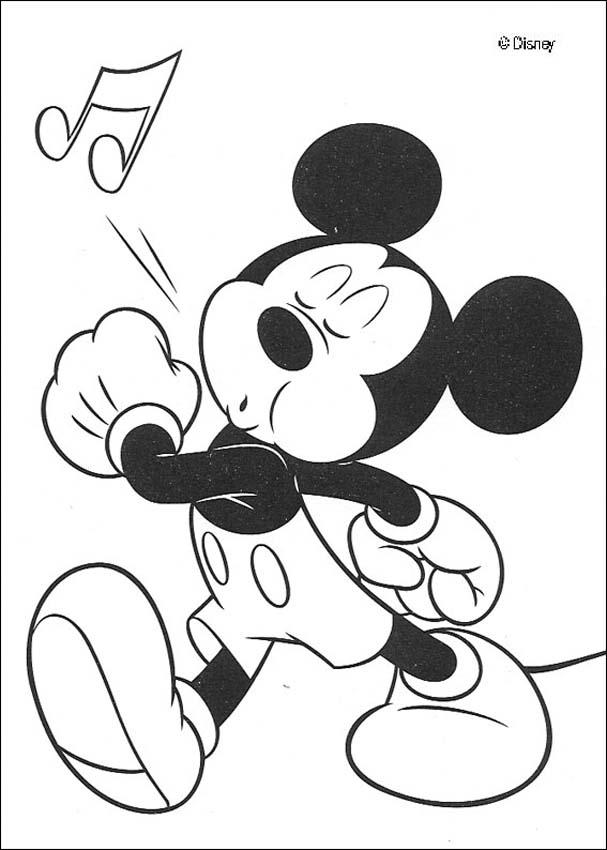 607x850 Whistling Mickey Mouse Coloring Pages