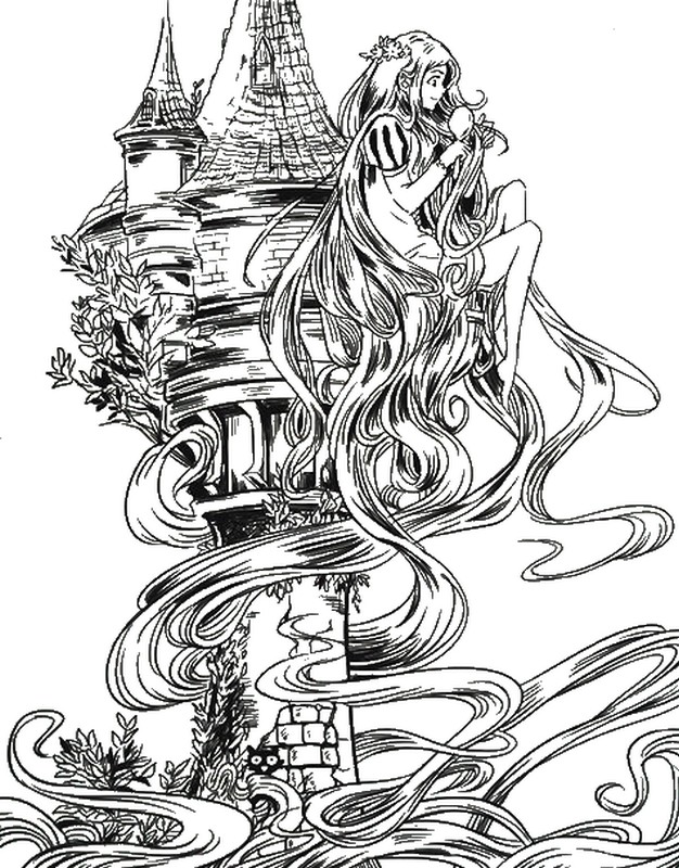 Adult Coloring Page Princesses Rapunzel 15 626x800 Adult Coloring Page Princesses Rapunzel 15