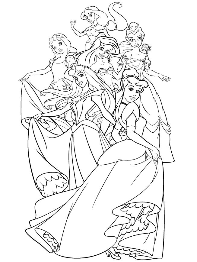 All Disney Princesses Coloring Pages 653x867 All Disney Princesses Coloring Pages