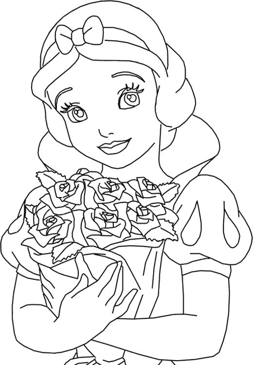 Princess Snow White And Roses Coloring Pages Coloring Pages (For 520x750 Princess Snow White And Roses Coloring Pages Coloring Pages (For
