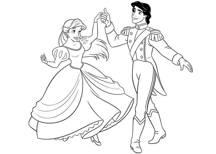 700x500 Disney Princess Ariel And Eric Coloring Pages