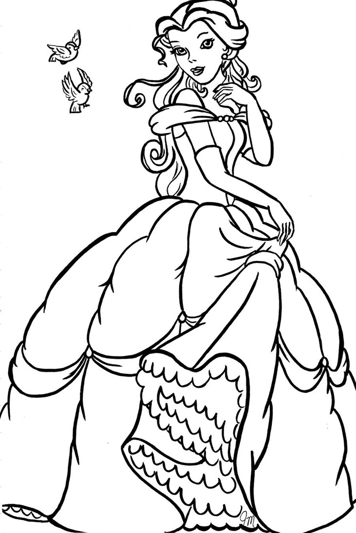 731x1093 Disney Princess Belle Coloring Pages With Horse Free Printable