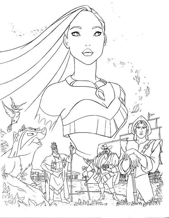 590x762 Disney Princes Pocahontas Coloring Pages.jpg Drawing