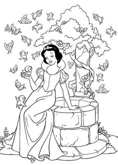 Disney Princess Snow White With 6 Of The 7 Dwarves Coloring Page 236x330 Disney Princess Snow White With 6 Of The 7 Dwarves Coloring Page