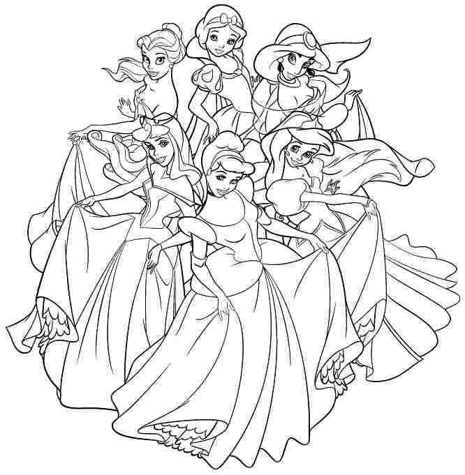 666x681 All Disney Princesses Coloring Pages