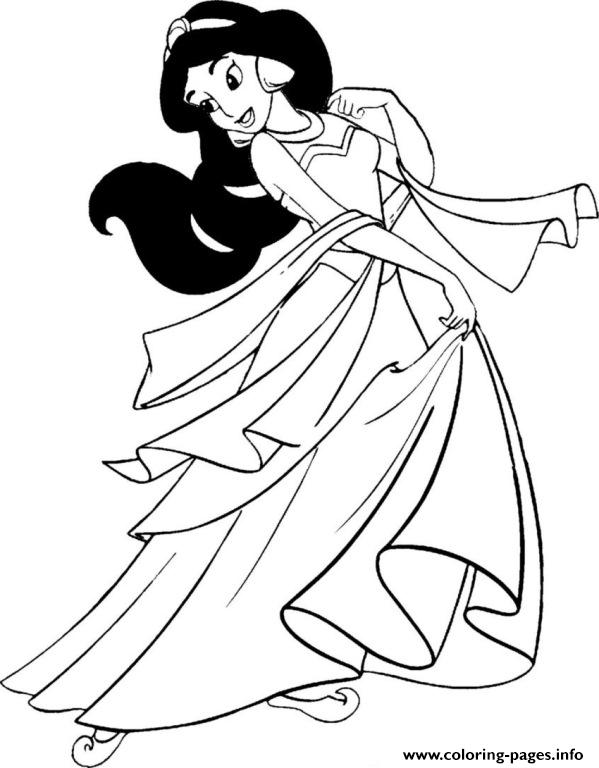 599x768 Jasmine In Beautiful Dress Disney Princess Sce6b Coloring Pages