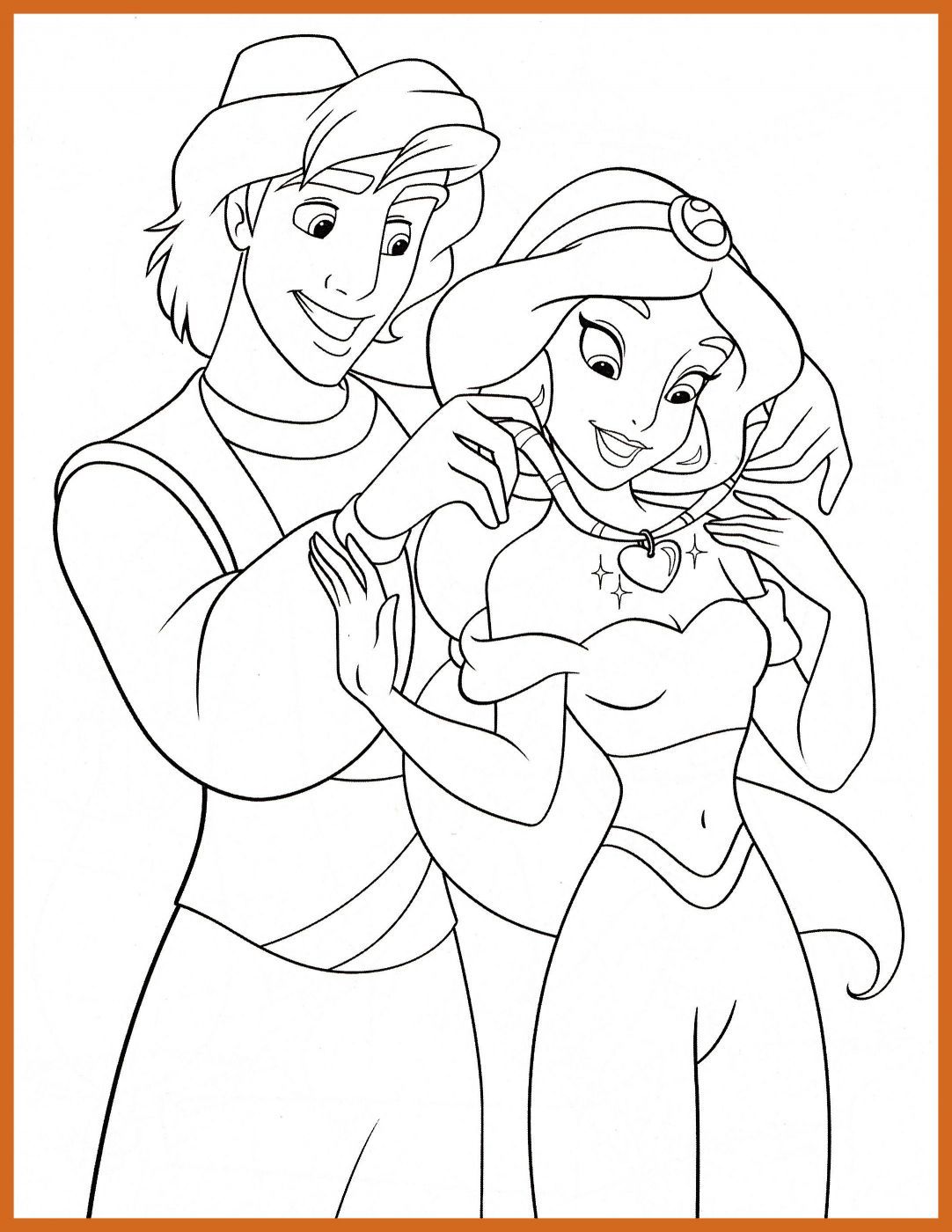 1082x1400 Astonishing Aladdin And Princess Jasmine Coloring Pages Of Disney