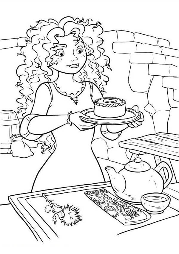 Brave Merida Serving Tea In Disney Brave Coloring Page 600x849 Brave Merida Serving Tea In Disney Brave Coloring Page