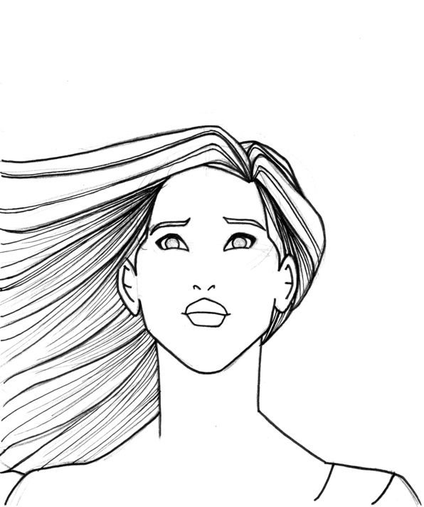 596x712 Pocahontas Close Up Coloring 3