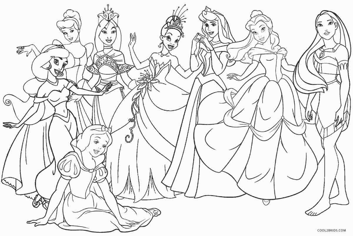 1200x801 Coloring Pages Princess Disney Princesses Free Sheets