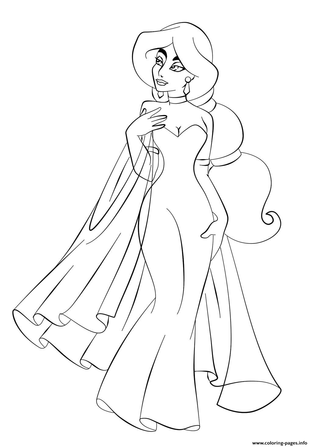 1024x1469 Jasmine In Wedding Dress Disney Princess S6993 Coloring Pages