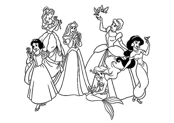 600x424 All Disney Princess Coloring Pages