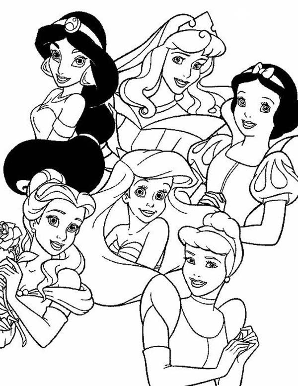 600x777 All Disney Princesses Coloring Pages