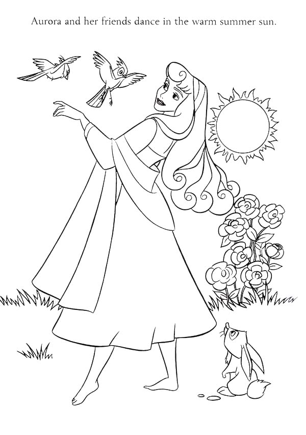 Princess Aurora And Her Friends In Sleeping Beauty Coloring Page 600x852 Princess Aurora And Her Friends In Sleeping Beauty Coloring Page