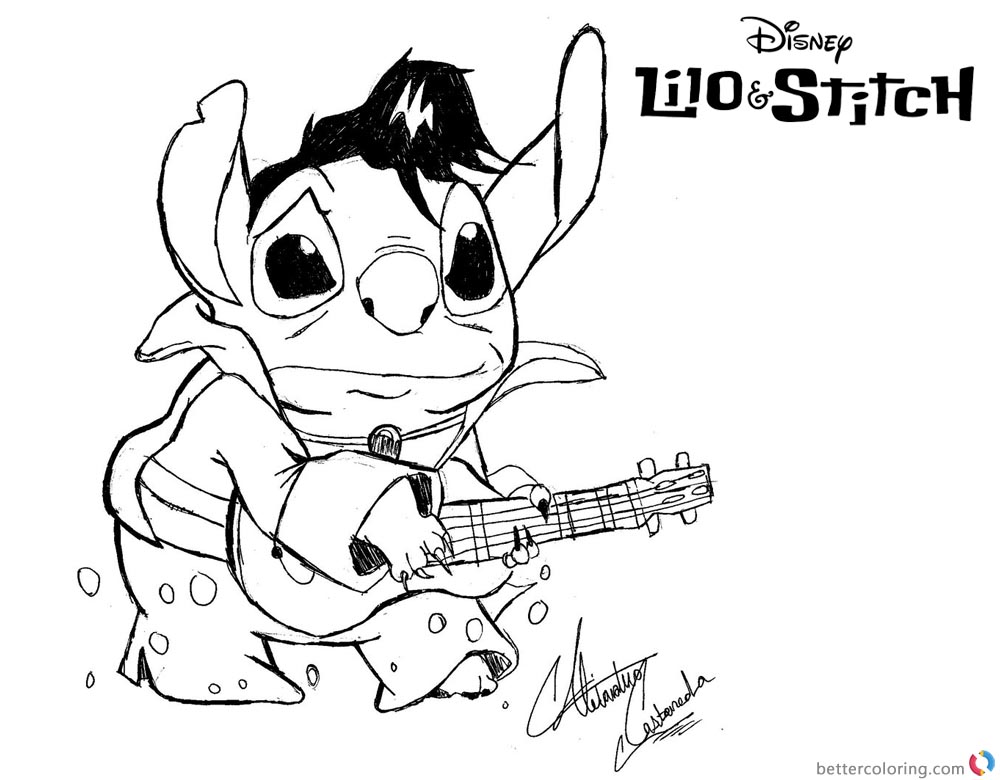 Lilo And Stitch Coloring Pages Fanart Stitch Is Playing Guitar 1000x780 Lilo And Stitch Coloring Pages Fanart Stitch Is Playing Guitar
