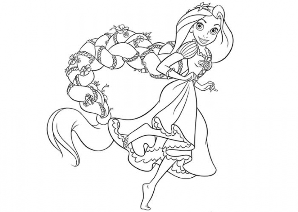 960x685 Beautiful Disney Rapunzel Coloring Pages With A Hair On The Braid